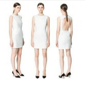 Zara White Cut Out Back Dress Size S